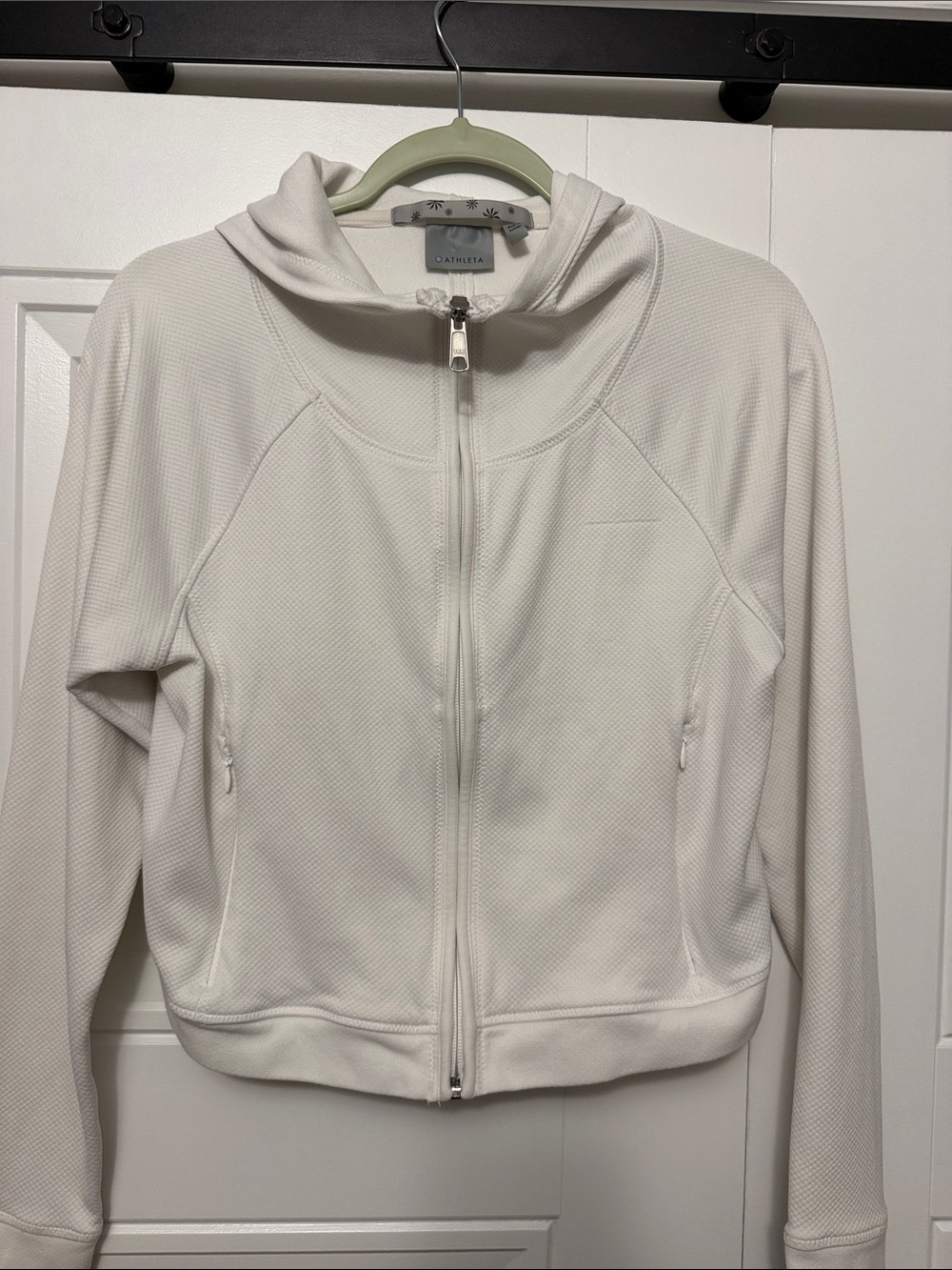 Athleta White Cropped Hooded Full-Zip Jacket